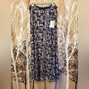 LuLaRoe XL Black, Gray & Pink Patterned Maxi Skirt